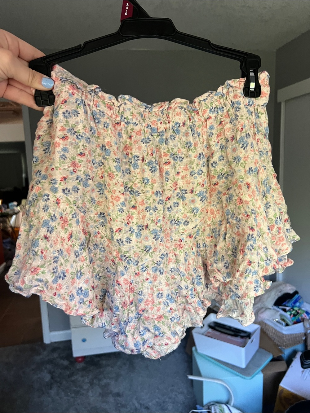 Light Floral Ruffle Women's Skort - Blue & Pink Floral